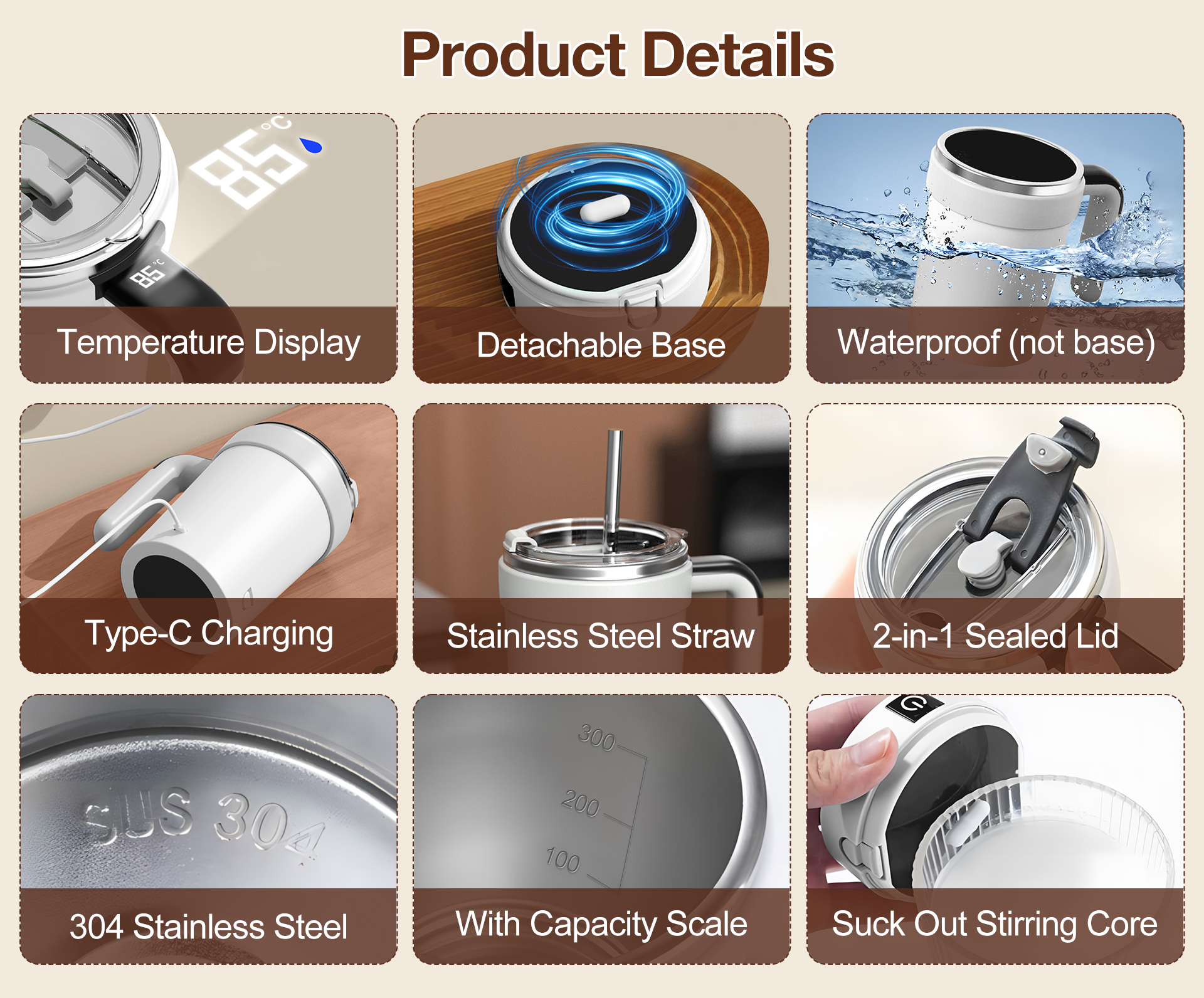 Electric magnetic mixer mug for smooth drinks