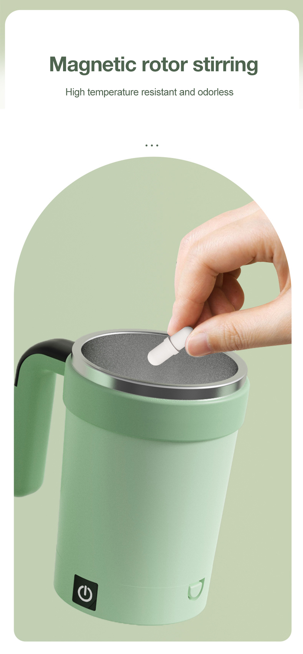 Magnetic mixer coffee mug with one touch stirring