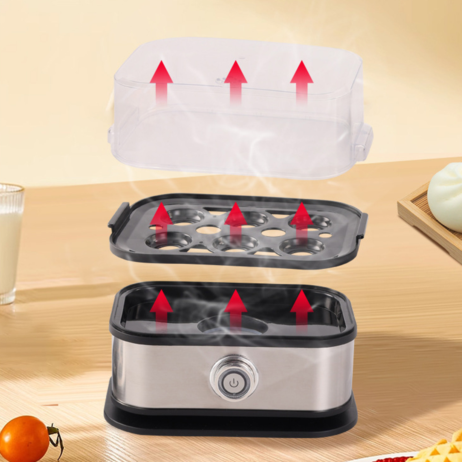 Food steamer egg cooker with auto shut-off feature