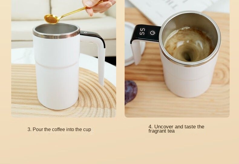 Electric self stirring mug for coffee and milk
