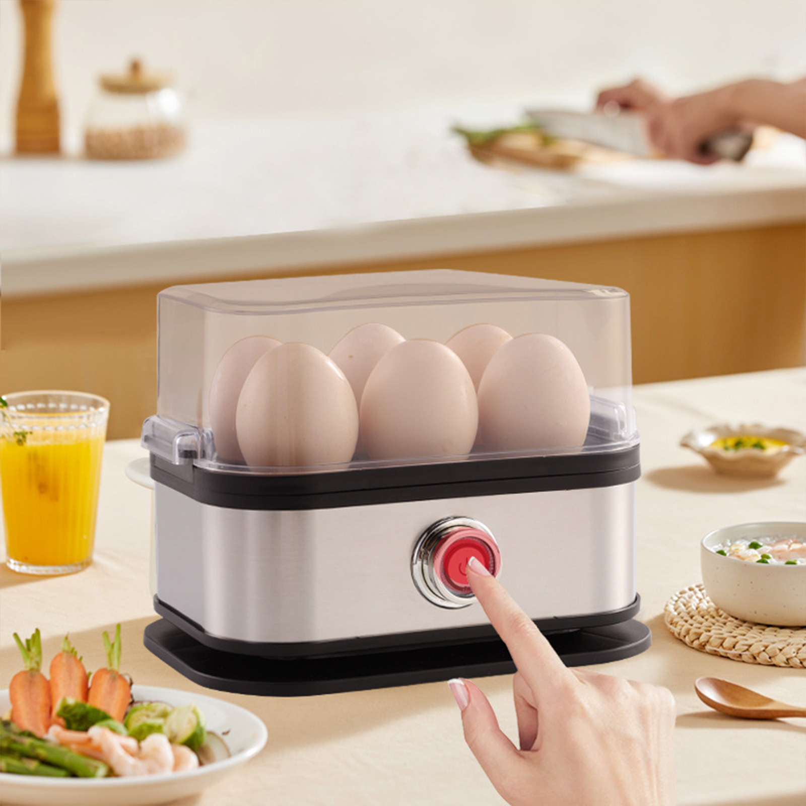 Kitchen egg cooker for steaming and boiling eggs quickly