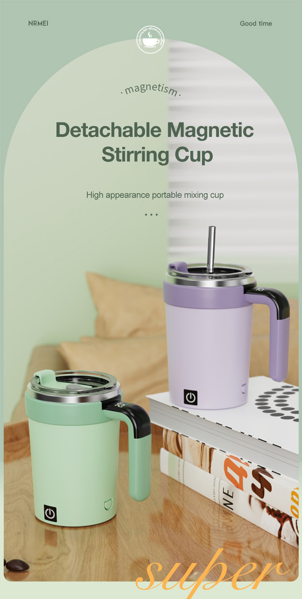 Portable self stirring mug for office and travel
