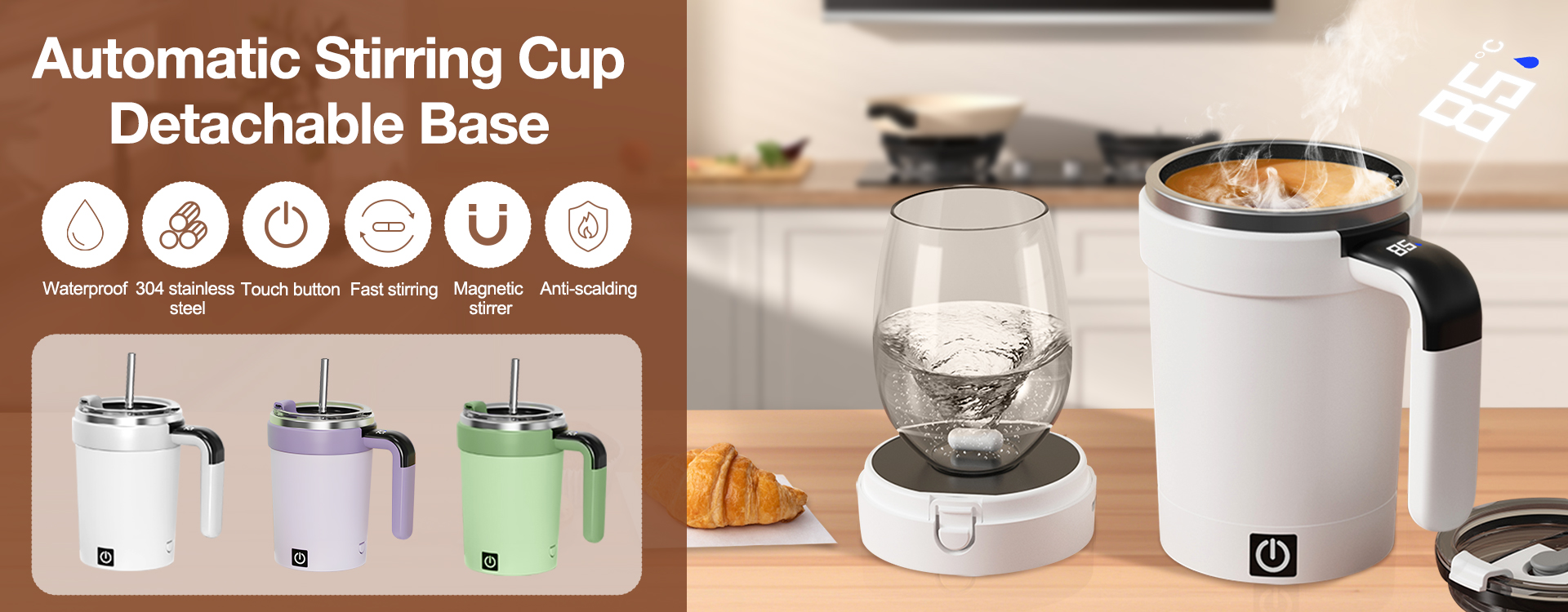 Modern automatic stirring cup for kitchen and office